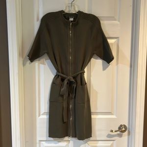 Venus Green Sweater Dress with Gold Zipper